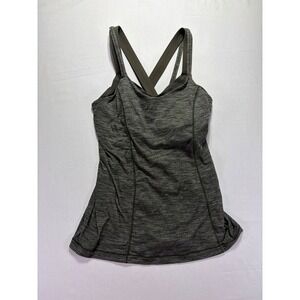 Lululemon Gray Heathered Crisscross Strap Workout Tank‎ Top Size 6